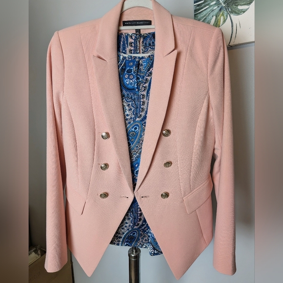 White House Black Market, Pale Pink Double-Breasted Women's Blazer, Sz. 6 - Picture 3 of 12